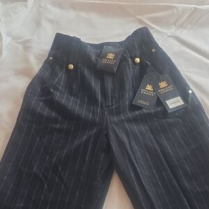 Holland Cooper Women's Navy Pinstripe Dress Pants